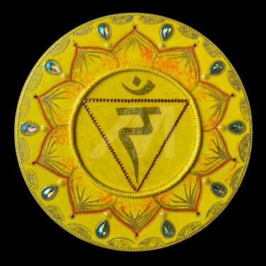 Peinture intitulée "Manipura chakra PTA…" par Mona Bessaa, Œuvre d'art originale, Acrylique Monté sur Panneau de bois