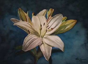 Peinture intitulée "El lirio" par Hafida El Oumlouki Shaïmi, Œuvre d'art originale, Aquarelle