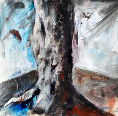 Painting titled ""le tronc 1"" by Alain Tardieu, Original Artwork, Acrylic Mounted on Wood Stretcher frame