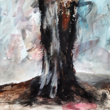 Painting titled ""Le tronc 2"" by Alain Tardieu, Original Artwork, Acrylic Mounted on Wood Stretcher frame