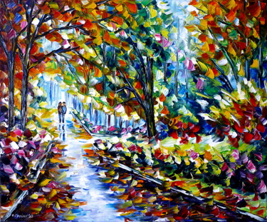Peinture intitulée "Parkweg" par Mirek Kuzniar, Œuvre d'art originale, Huile