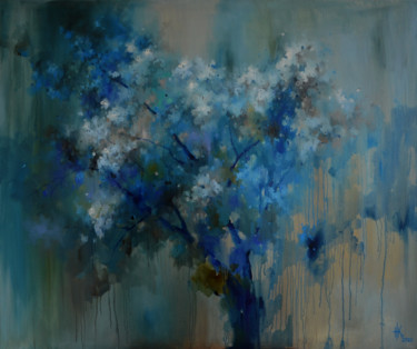 Malerei mit dem Titel "Blossoming. In Blue" von Zhanna Kondratenko, Original-Kunstwerk, Öl Auf Keilrahmen aus Holz montiert