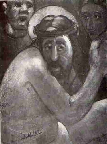 Pintura intitulada "3a.estação: Jesus c…" por Luiz Carlos De Andrade Lima, Obras de arte originais