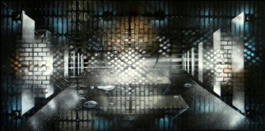 Peinture intitulée "À table" par Guillaume Vincent, Œuvre d'art originale, Bombe aérosol Monté sur Panneau de bois