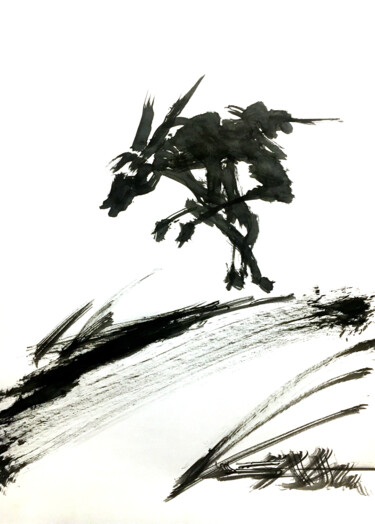 Painting titled "N°570 Dynamique ani…" by Alexandre Dumitrescu, Original Artwork, Ink