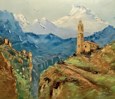 绘画 标题为“Montagne 1” 由Gérard Crouzet, 原创艺术品, 油 安装在木质担架架上