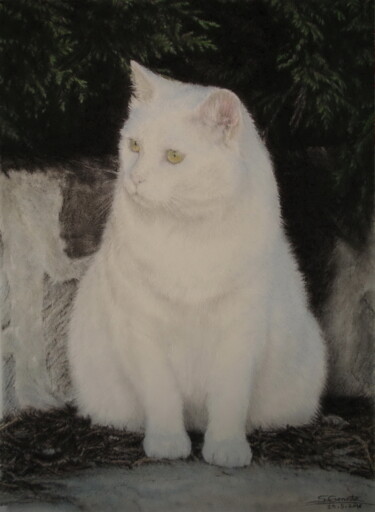 Painting titled "Luna" by Sylvie Geneste, Original Artwork, Pastel