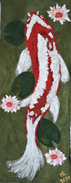 제목이 "Carp Koi"인 미술작품 Marie Ruda로, 원작, 수채화