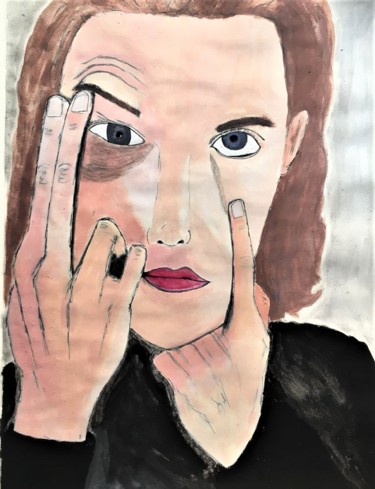 Peinture intitulée "Show your expression" par Linedot, Œuvre d'art originale, Tempera