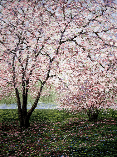 印花与版画 标题为“Lakeside Magnolias” 由Patrick Antonelle, 原创艺术品, 油 安装在木质担架架上