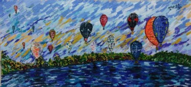 Peinture intitulée "Balloon festival in…" par João Miranda, Œuvre d'art originale, Huile