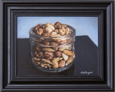 Nuts Jar Mini Framed Malerei mit dem Titel "Nuts Jar Mini Framed" von Nikita Van Chagov, Original-Kunstwerk, Öl