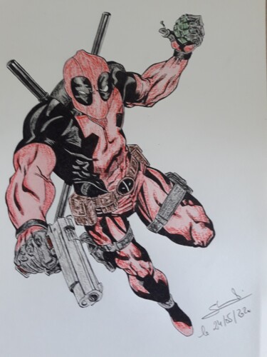 图画 标题为“Dessin de Deadpool…” 由Gilles Staub (LeCrayonAgile), 原创艺术品, 铅笔