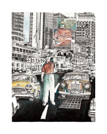 印花与版画 标题为“BROADWAY” 由Dominique Chapuis, 原创艺术品, 水彩