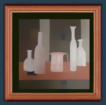Série les pots blancs Morandi Peinture intitulée "Série les pots blan…" par Delphine Winzer, Œuvre d'art originale, Huile Monté sur Châssis en bois