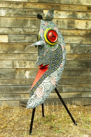 Scultura intitolato "Entaille > < > < ^^" da Raindh, Opera d'arte originale, Legno