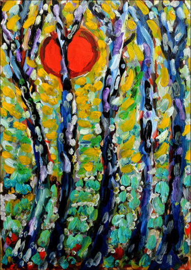 Painting titled "La nuit" by Jean Mirre, Original Artwork, Oil