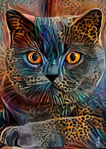 Frikko, cat - Mix media on panel - 70x50 cm - OOAK