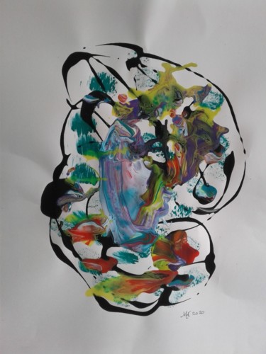 Schilderij getiteld "Waterfall" door Marianne Huizinga, Origineel Kunstwerk, Acryl