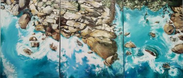 Malerei mit dem Titel "Paysage en triptyque" von Mehri Guliyeva Moghadam, Original-Kunstwerk, Öl
