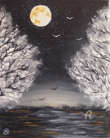 Pintura titulada "Noche blanca" por María Del Carmen Pérez, Obra de arte original, Acrílico