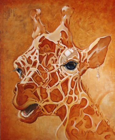 绘画 标题为“,,GIRAFFE,,” 由Vadim Kovalev, 原创艺术品, 油 安装在木质担架架上