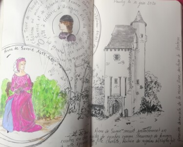 Dessin intitulée "La Tour de Paudy An…" par Rosiane Priam, Œuvre d'art originale, Crayon