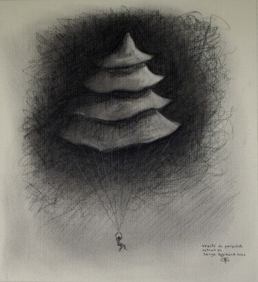Dessin intitulée "Traité du parachute…" par Serge Reynaud (Art of Flying), Œuvre d'art originale, Graphite