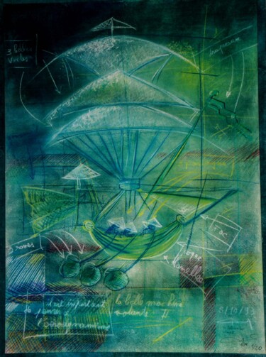 Gravures & estampes intitulée "La belle machine vo…" par Serge Reynaud (Art of Flying), Œuvre d'art originale, Impression nu…