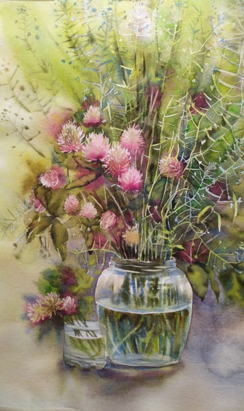 Картина акварелью "Полевые цветы" Peinture intitulée "Картина акварелью "…" par Marina, Œuvre d'art originale, Aquarelle