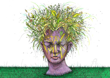 Dessin intitulée "Stay wild" par Art De Noé, Œuvre d'art originale, Encre