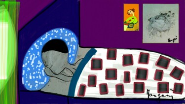 Arte digitale intitolato "The bedroom of the…" da Mangani', Opera d'arte originale, Fotomontaggio