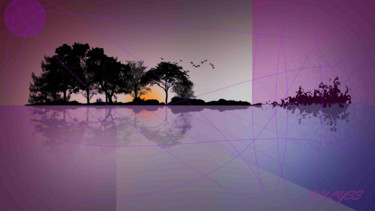Digital Arts titled "Pink Sea" by Marc Bulyss, Original Artwork, Digital Painting