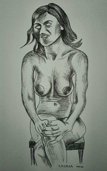 Dibujo titulada "Entrevista" por Lacasa, Obra de arte original, Tinta