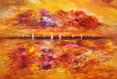 Malerei mit dem Titel "Evening Sailing Imp…" von Peter Nottrott, Original-Kunstwerk, Acryl