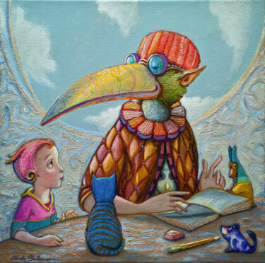 Pittura intitolato "MY STORYTELLER" da Carlo Salomoni, Opera d'arte originale, Acrilico Montato su Pannello di legno