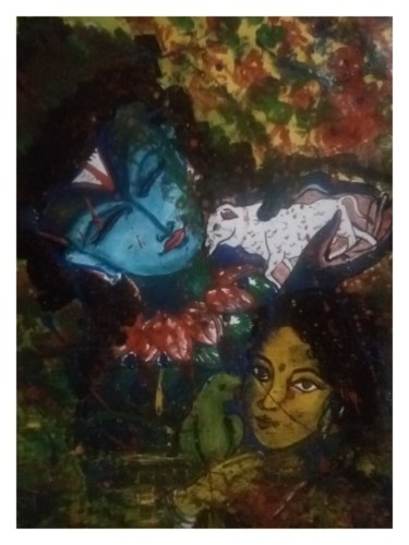 图画 标题为“Lord Krishna love” 由Ab Mehra Batoshiy, 原创艺术品, 丙烯