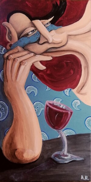 In the red room Schilderij getiteld "In the red room" door Anna Reshetnikova, Origineel Kunstwerk, Acryl