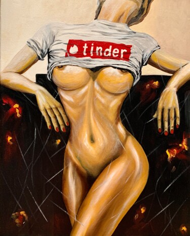 Tinder’s Icon - oil on canvas Painting titled "Tinder’s Icon - oil…" by Larisa Lavrova, Original Artwork, Oil