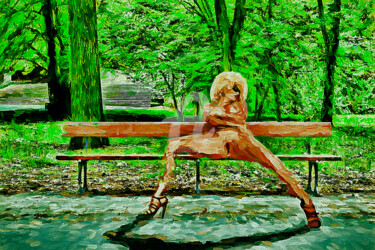 resting on the bench Arts numériques intitulée "resting on the bench" par Tobias Ginski, Œuvre d'art originale, Peinture numérique