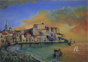 Peinture intitulée "Calvi en 1900" par Gérard Pinel, Œuvre d'art originale, Huile