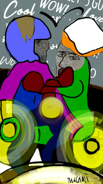 Arte digitale intitolato "The wall of the box…" da Mangani', Opera d'arte originale, Pittura digitale