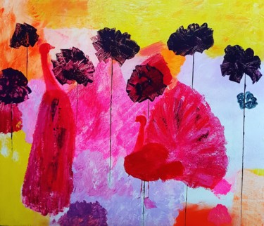 Peinture intitulée "Les paons" par Dral Art, Œuvre d'art originale, Acrylique Monté sur Châssis en bois