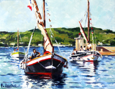 Peinture intitulée "Procession à Bendor" par Pascal Brachet, Œuvre d'art originale, Huile