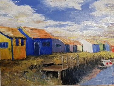 Peinture intitulée "Port Ostréicole" par Claude Bonnin, Œuvre d'art originale, Huile