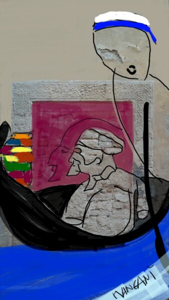 Arte digitale intitolato "Promenade en gondol…" da Mangani', Opera d'arte originale, Fotomontaggio