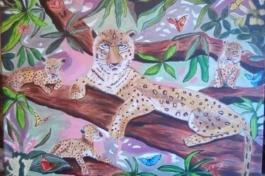 绘画 标题为“Jungle” 由Sophie Leron Alcaïna, 原创艺术品, 丙烯 安装在木质担架架上