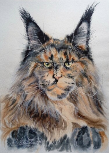 Картина под названием "Portrait of a Carol…" - Olga Matyunina, Подлинное произведение искусства, Акварель