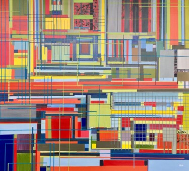 Painting titled "Parallel World" by Nadine Hardy, Original Artwork, Acrylic Mounted on Wood Stretcher frame