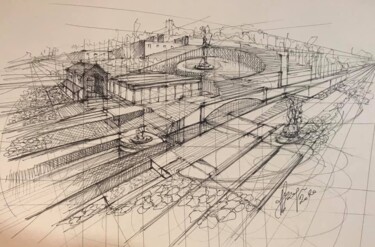 Pittura intitolato "Freehand sketch "No…" da Roger Harb, Opera d'arte originale, Inchiostro